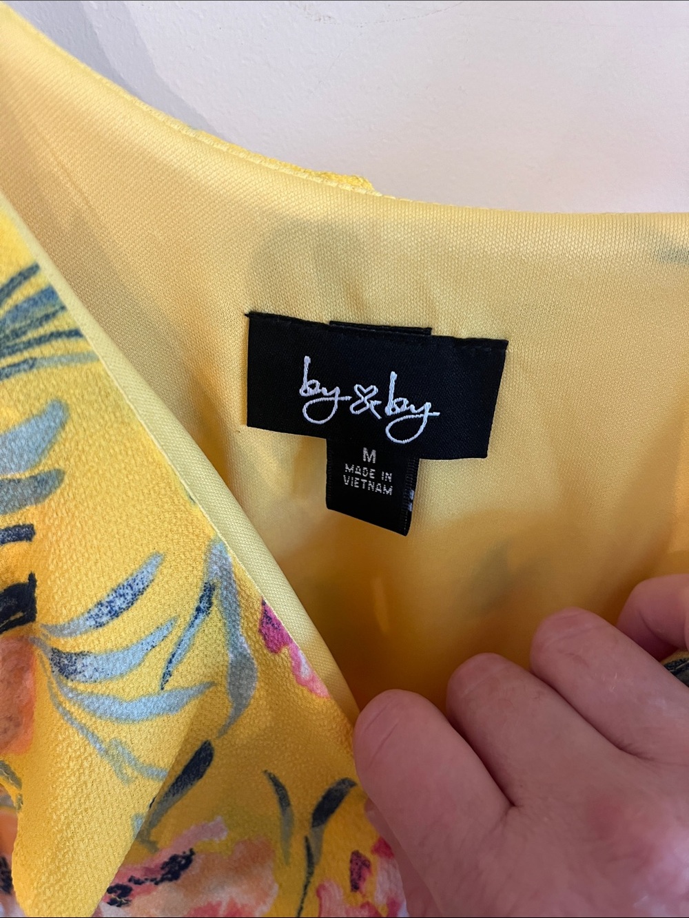 by & by Yellow Floral High-Low Wrap Dress with Pink Blooms - Picture 2 of 4